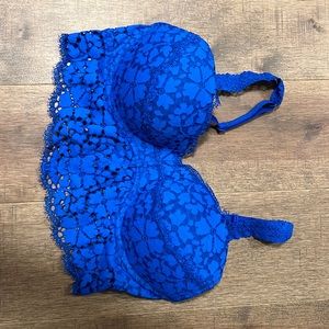 PINK Royal blue lace padded bralette -S